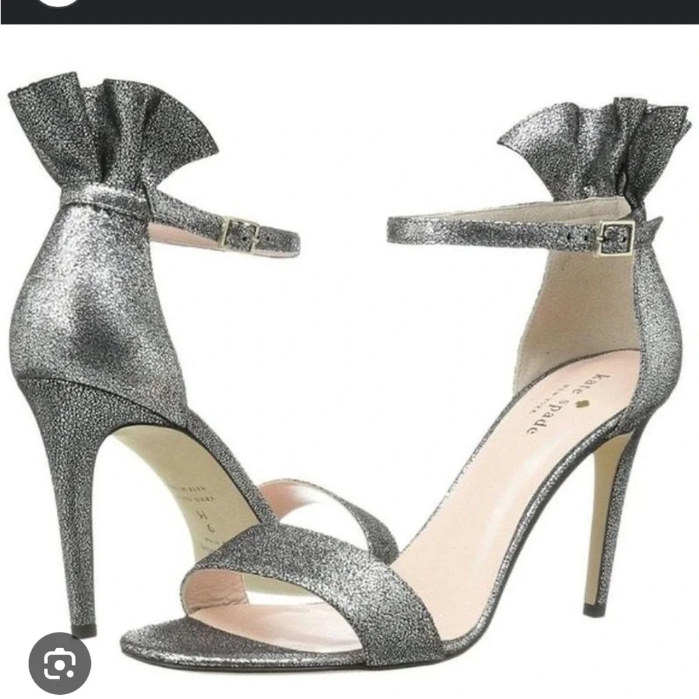 Kate Spade‎ Women's Silver Iris Patent Ankle Strap Heels- Size 6